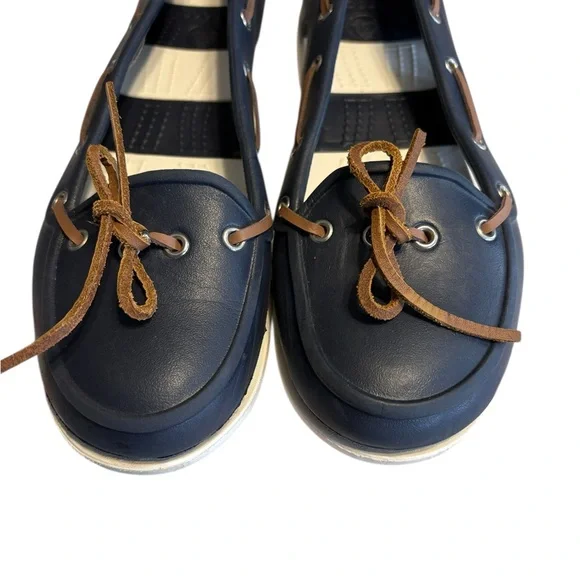 CROCS Women's Beach Line Hybrid Boat Shoes 8 Navy White Preppy Nautical Coastal - Picture 7 of 10